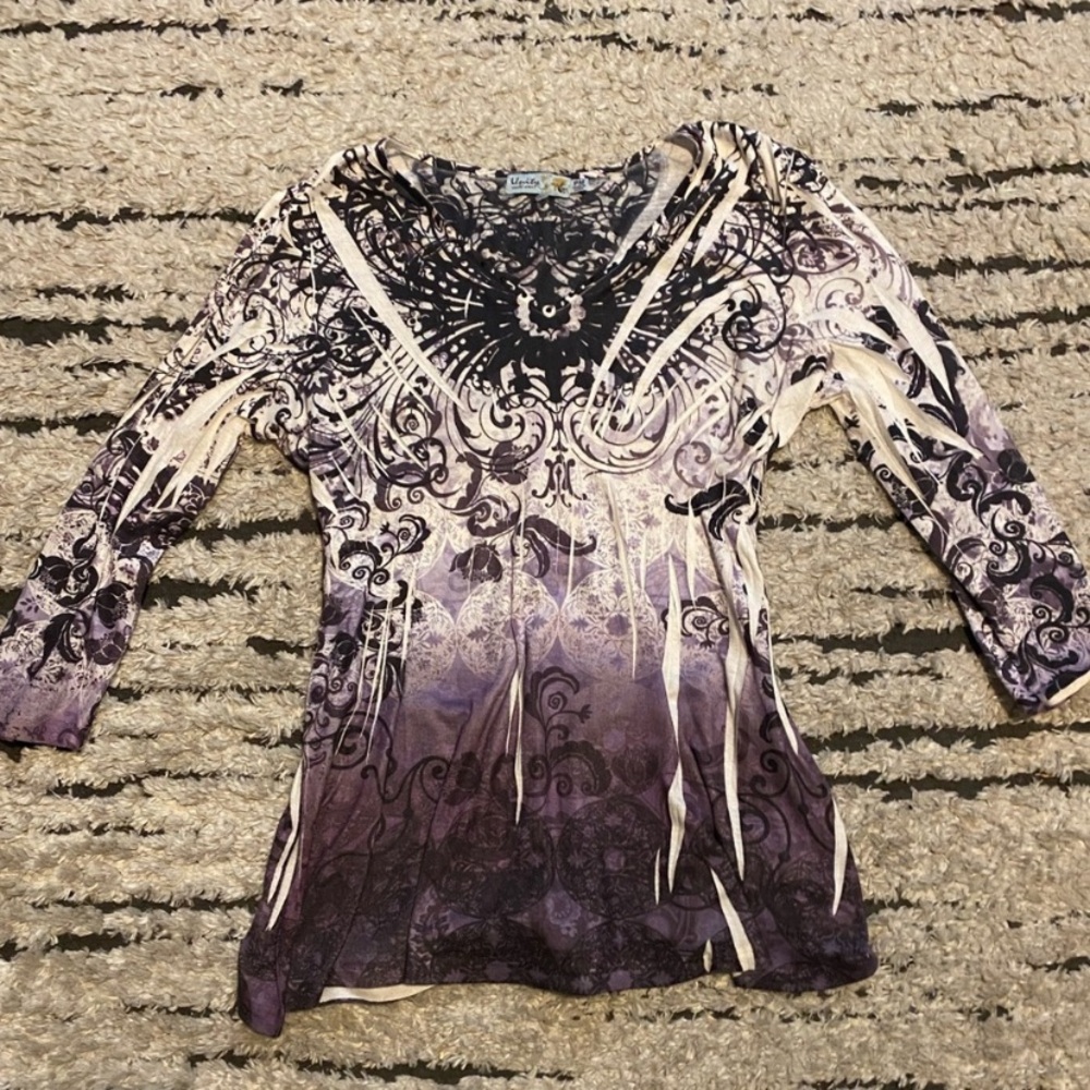 Unity World Wear Purple and Black Long Sleeve Top